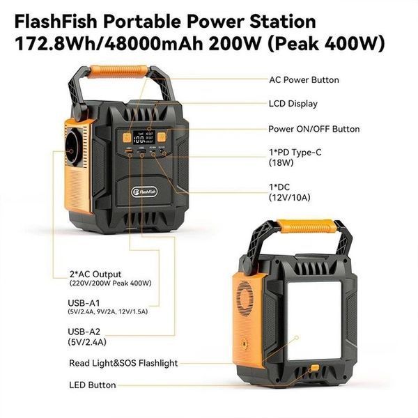 Зарядна станція Flashfish A201 / 200 Вт / 172 Wh / Li-ion FFA201 фото Зарядна станція Flashfish A201 / 200 Вт / 172 Wh / Li-ion FFA201 фото
