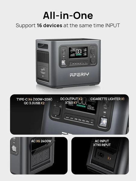 Зарядна станція Aferiy AF-P210 2400W 2048Wh LiFePO4 UPS, ДБЖ, Wi-fi AF-P210 фото